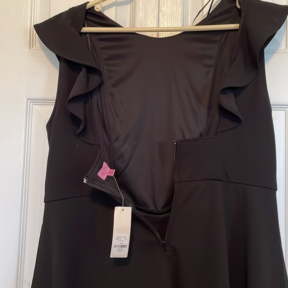 NWT Francesca XL midi dress black Cap ruffled shoulder lined ruffle bodice flow - Picture 10 of 10